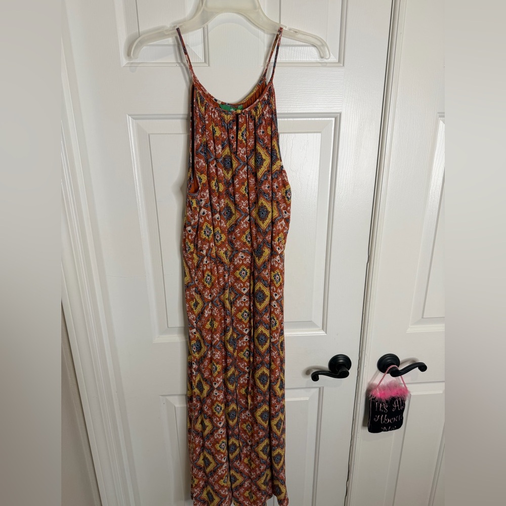 dip Rust, Yellow, Blue Aztec Print Maxi Dress